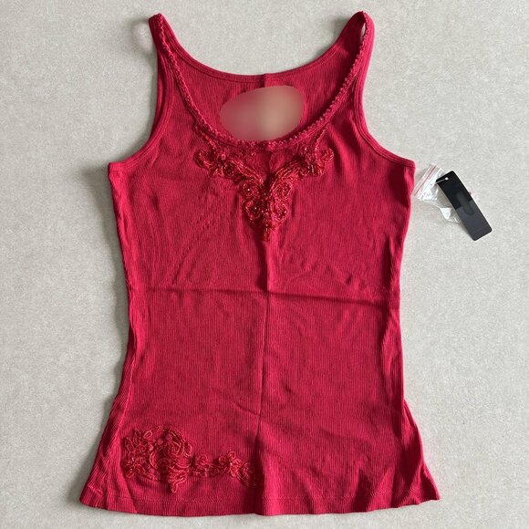 2000s Red Ribbed Embellished Cami ALT Sharpay Evans - Picture 3 of 6